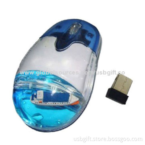 USB Gift Mice, Popular Liquid Filling Wireless, Optical, with Custom Floating